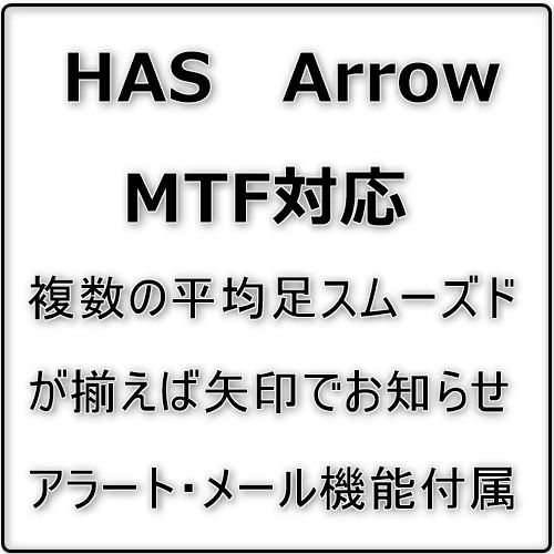 マルチタイムフレーム対応、複数の平均足スムーズドが揃えば矢印・アラート・メールでお知らせします。