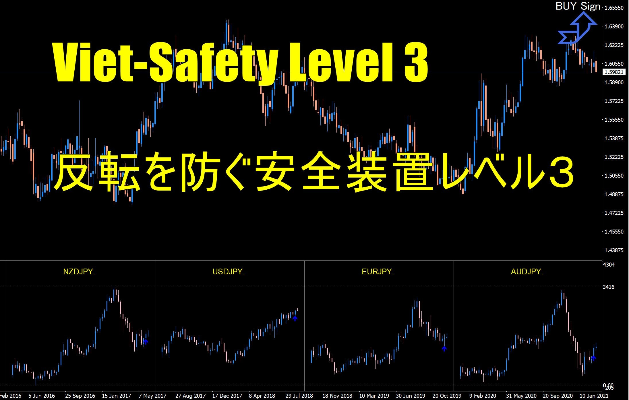 【月間200pips エントリー後の「反転」を極限に減らす装置 】4通貨比較版　Viet-Safety Level 3