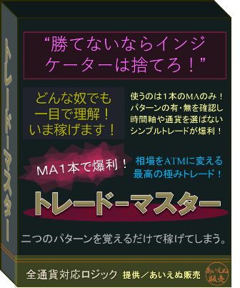   動画解説付き【誰もが端的に分かりやすいシンプル手法！】  　難しい分析は不要！  チャートはＭＡ１本のみ表示！ 「ぱっと見て」すぐ判断ができる。  損切幅は小さく、利益は大きく狙える！