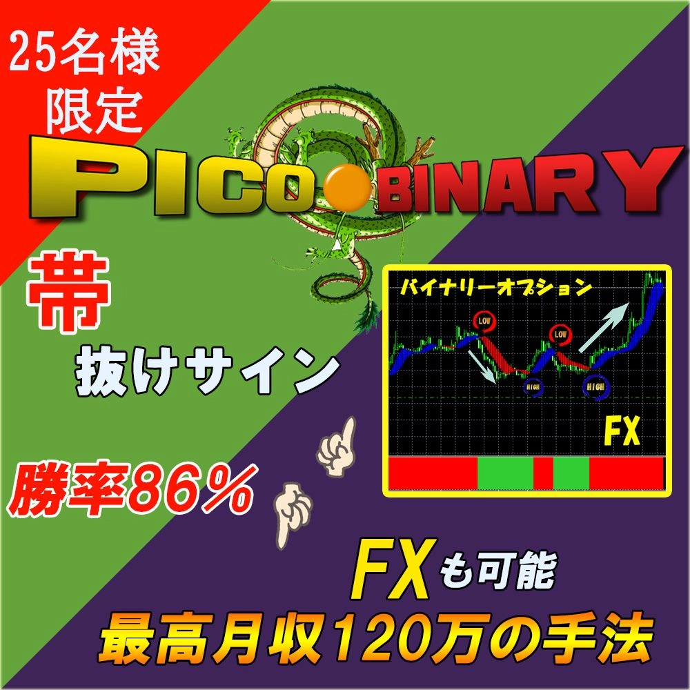 【最強】平均勝率83％ PICOバイナリー 勝てるポイントでエントリーするので高勝率！！動画をご覧ください サインツール高勝率高精度