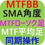 MTFBBオールインワン★MT4マルチタイムフレームボリンジャーバンド＋移動平均線角度＋MTFローソク足・平均足・平均足改良版＋チャート間同期（十字線スクロール垂直線水平線トレンドラインフィボナッチ）