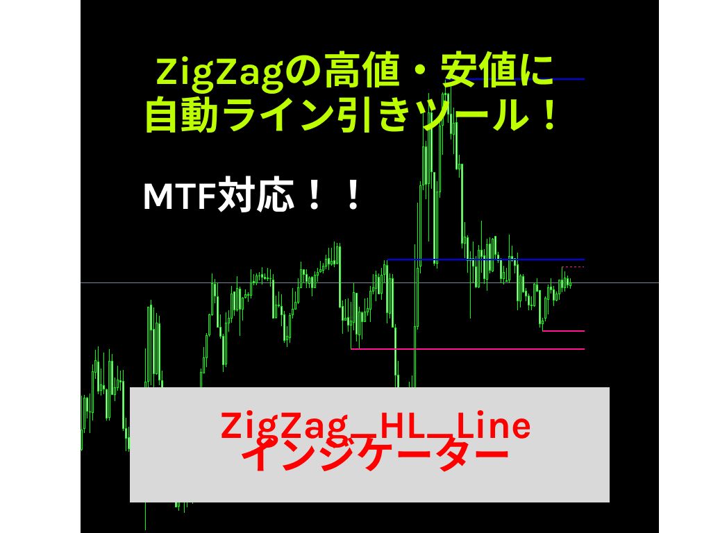 面倒なライン引きからおさらば！ZigZag高値・安値を自動でラインを引いていきます！MTF対応！