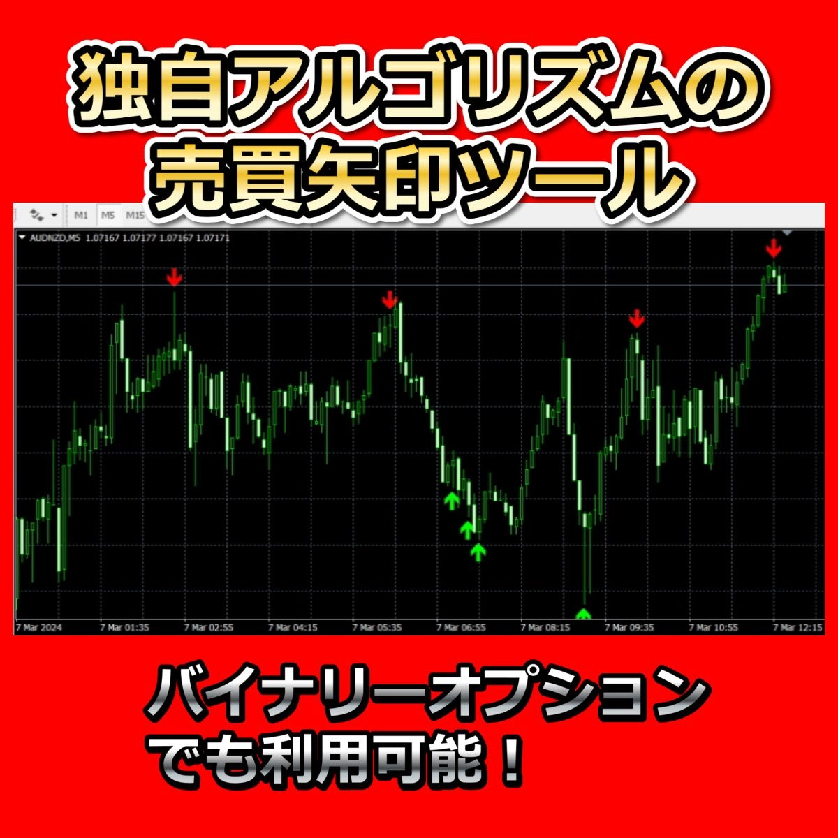 独自アルゴリズムの売買矢印ツール。バイナリーオプションでも利用可能！ レビュー
