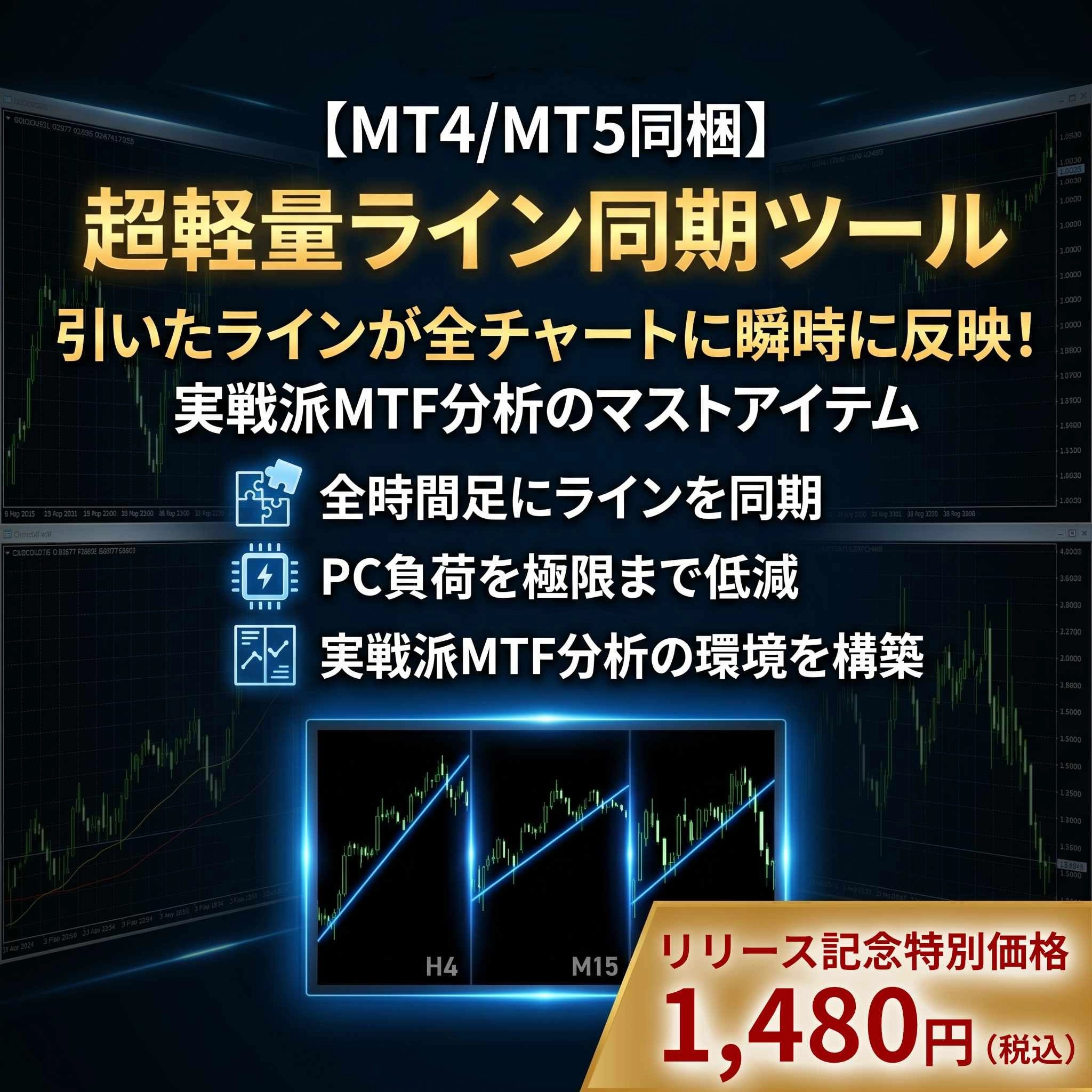 【MT4/MT5同梱】超軽量ライン同期＆スマート十字カーソル レビュー｜MTF分析向けインジケーター解説