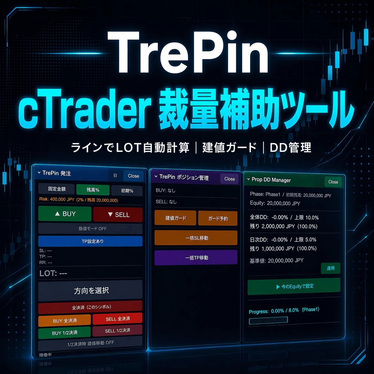 TrePin レビュー｜cTrader専用の裁量補助パネルツール｜発注・DD管理を一元化