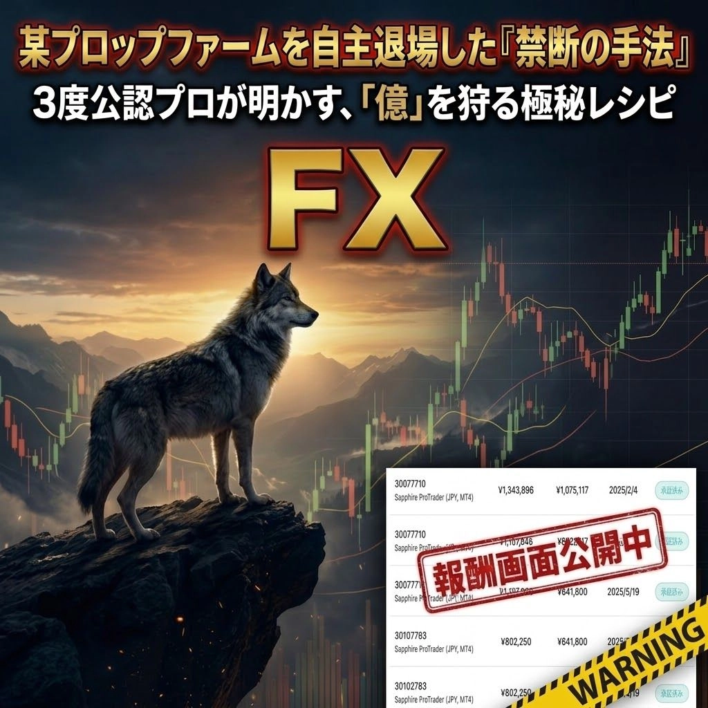 某プロップファームを自主退場した「禁断の手法」３度公認プロが明かす、「億」を狩る極秘レシピ。なぜ彼は自主退場したのか？その謎を解き明かす「禁断の手法」で、あなたも今日から相場の支配者に。