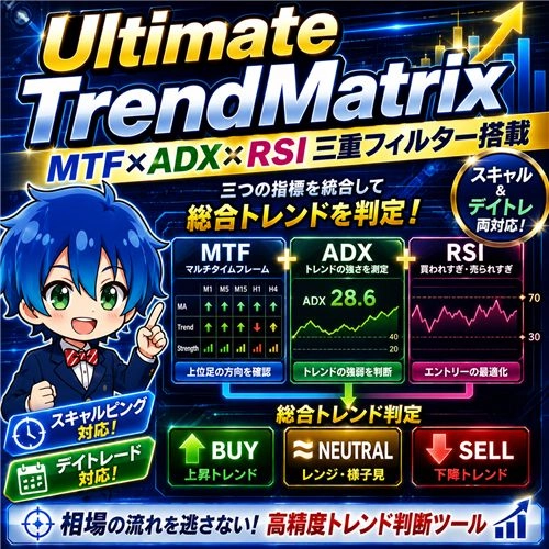 Ultimate TrendMatrix レビュー｜MT4対応 三重フィルター搭載の総合トレンド判定インジ